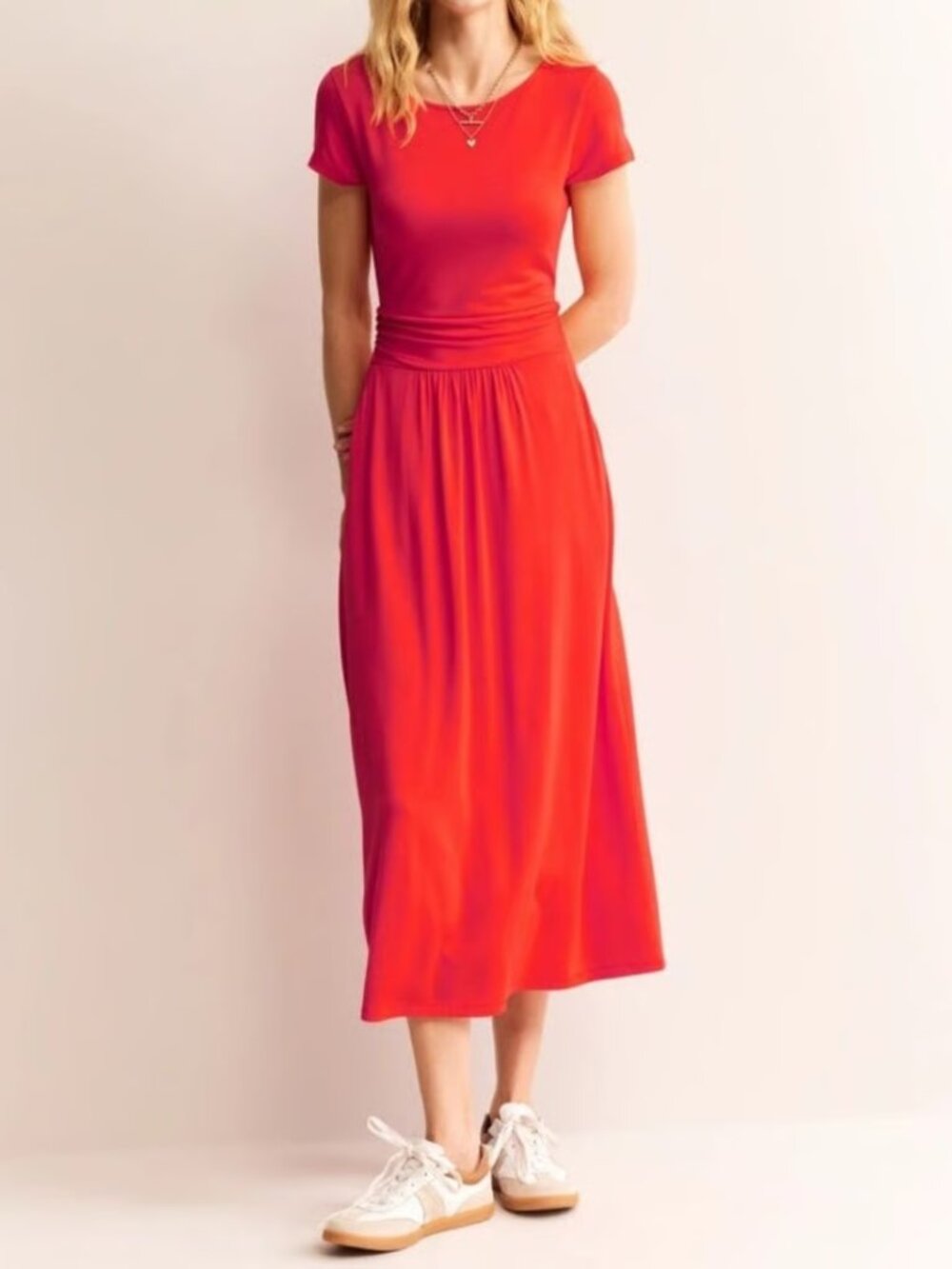 NEW BODEN Amelie Jersey Midi Dress size 4P 4 Petite Poppy Red
